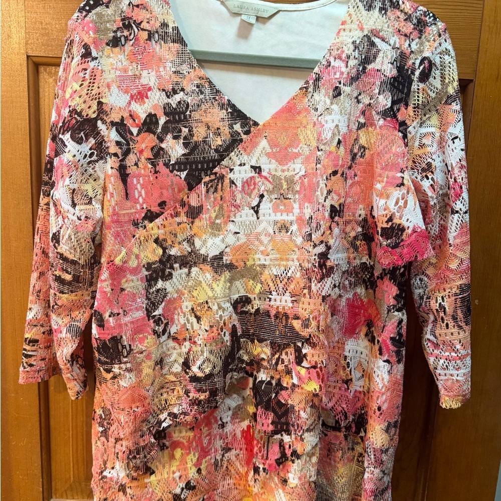Laura Ashley Multicolor Abstract Blouse
